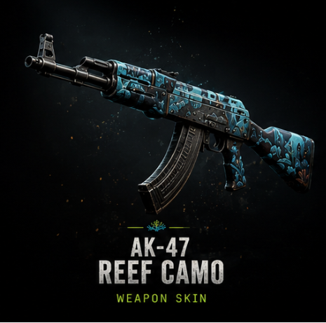 AK-47 rifle with Black Reef Ops coral camo skin