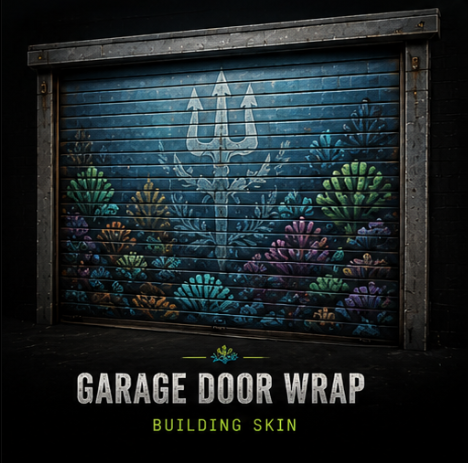 Garage door with the coral reef wrap